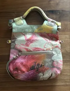 COACH トートバッグ 花柄 キャンバス レザー 赤系 チャーム付 - メルカリ