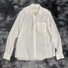 無印良品　リネン100% シャツ　長袖　XL ホワイト　メンズのサムネイル
