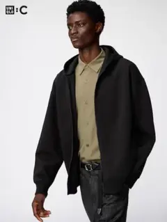 ユニクロ ユニクロC スウェットオーバーサイズフルジップパーカ XXL ブラック