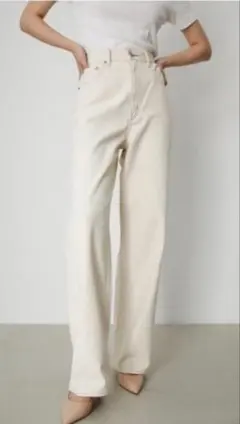 AZUL by moussy ハイウエストワイドデニム S オフホワイト