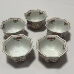 たち吉 赤絵八角 小鉢 5客セットのサムネイル