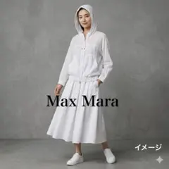 S MaxMara フード付きジップブルゾン 白 40 春アウター