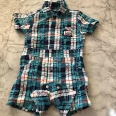 チェック柄 半袖ロンパース 80サイズ