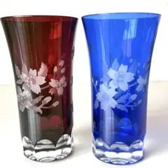 【新品 未使用品】切子硝子 宇野千代 ペアグラス 漆黒の桜 ６個セット 未使用 宇野千代 ペアロックグラス 切子硝子『淡墨の桜』木箱入 - メルカリ
