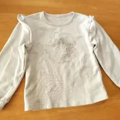 ユニコーン刺繍 フリル付きトレーナーラベンダー色130cmマザウェイズ風