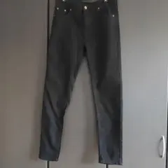 アンティカ スキニーデニム パンツ 無地 綿 ストレッチ 黒 XL