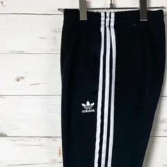 アディダス トラックパンツ トレフォイル ロゴ刺繡 スリーストライプス 黒 L
