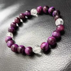 パープルタイガーアイ×クラック水晶天然石ブレスレット