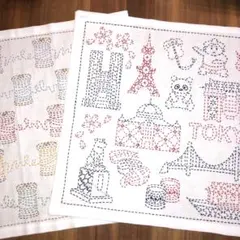 刺し子ふきん 2枚　完成品