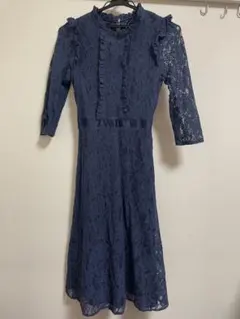 toccoネイビー レースドレス フリル付き