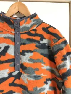 L.L.Bean フリース スナップT メンズM〜L相当 キッズ オレンジ カモ