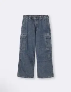GU デニムスーパーワイドカーゴパンツ 67 BLUE Lサイズ