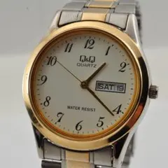 CITIZEN Q&Q CM00 腕時計 クォーツ デイデイト ゴールド 稼働品
