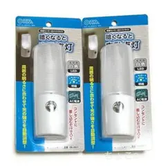 【新品】OHM LEDナイトライト 明暗センサー 白色LED 2個セット
