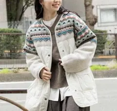 nikoand... ジャガードニットキルトリメイク風ブルゾン