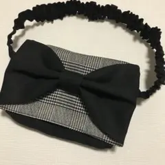 移動ポケット リボン グレンチェック 女の子 ウエストゴム ハンドメイド