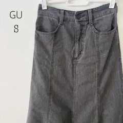 GU S ロングスカート スカート マーメイド フレア デニム グレー
