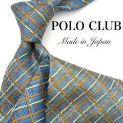 【美品】POLO CLUB ポロクラブ ネクタイ ブルーグレー 格子 チェック