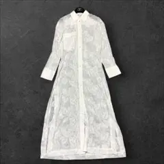 ZARA ザラ 総レースシャツワンピース シアー 刺繍 ジャガード ホワイト