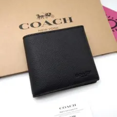 新作　新品　COACH　折り財布　札入れ×2 メンズ　人気の小銭入れ付き