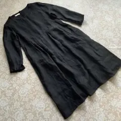 未使用品　fog linen workリネン100% タックワンピース　黒のサムネイル