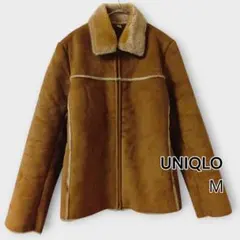 UNIQLO ムートンコート M ブラウン ファー付き フリンジ風デザイン