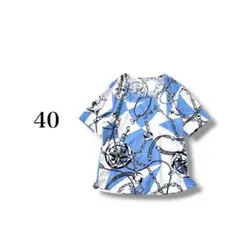 総柄Tシャツ カットソー 【40】 マリン柄 薄手 透け感ありのサムネイル