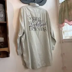 AS KNOW AS plus オーバーサイズ　長袖シャツ　刺繍　ストライプのサムネイル