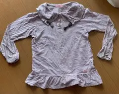 Mizano Piano ストライプ フリル付き長袖シャツ サイズM