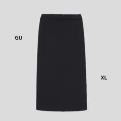 GU【カットソースリットナローミディスカート XL ブラック】ロングスカート
