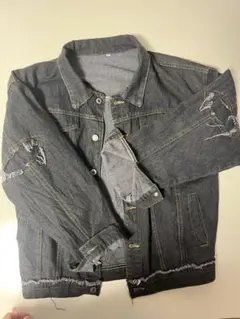ダメージ加工 ダークグレー デニムジャケット