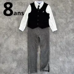 アニエスベー　ベスト　千鳥柄パンツ　２点セット　ブラック黒　フォーマル　8ans