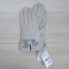 【未使用】ef-deリボン付きラムレザー手袋 グレー 20cm