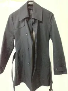 【メンズ】美品　黒 トレンチコート ウエストベルト付き
