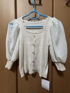 MINIMINI STORE ホワイトパフスリーブトップス
