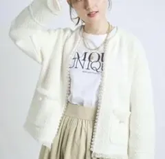 Apuweiser-riche パールデザインニットジャケット