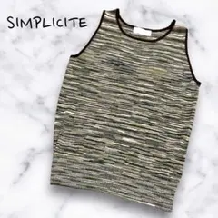 【SIMPLICITE】シンプリシテェ　マルチボーダーリブニットベスト