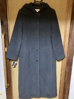 リベラル／グレーの暖かいフード付きロングコート