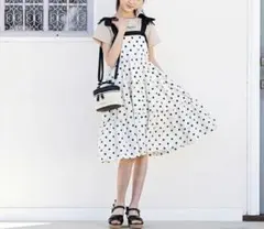 メゾピアノジュニア 160 肩リボンティアードワンピース Tシャツセット