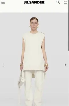 希少 美品 JIL SANDER Vネック スカラップ デザイン キャミソール 希少 美品 JIL SANDER Vネック スカラップ デザイン キャミソール