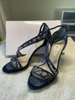 DIANA ダイアナ　23.5㎝　ネイビー レース 高ヒールパンプス