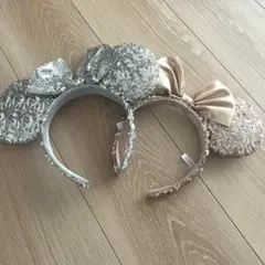 ディズニー カチューシャ ピンクゴールド シルバースパンコール ミニー　セット