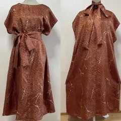 正絹着物リメイクワンピース　ゆったりサイズ/Ｌ〜3L￼