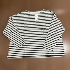 UNIQLO オフホワイト ボーダー七分袖カットソー XXL