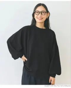 ボリュームスリーブ エンボス加工 バルーンスリーブ ブラック Lサイズのサムネイル