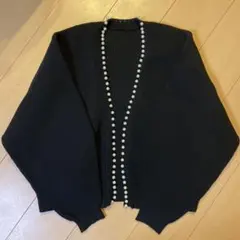 パールニットカーディガン　ブラック