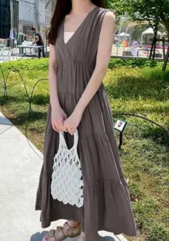 vネックワンピース ロングワンピース