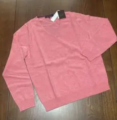 新品タグ付未使用☆三越伊勢丹カシミヤ100% Vネックセーター L ピンク