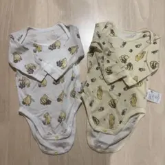 プーさん 長袖ボディスーツ 2枚セット