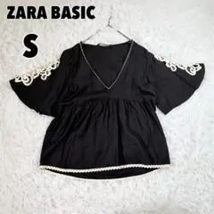 ♥ZARA BASIC♥ (S) 袖刺繍リネン混Vネックブラウスのサムネイル